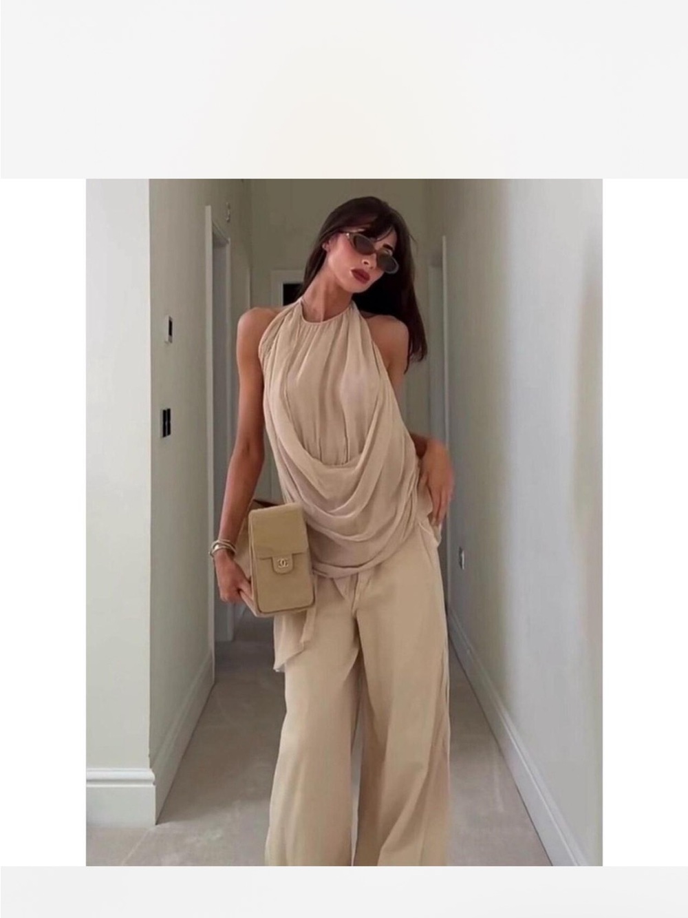 Draped Halter top in Beige